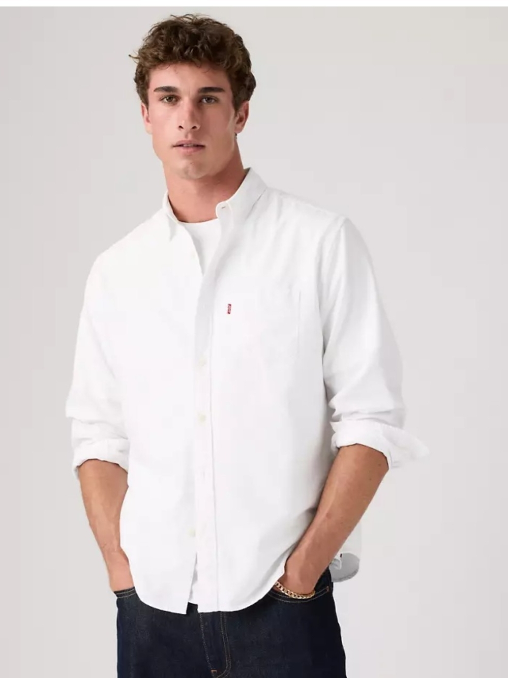 Levi's White Men's Button-Down Light Denim-like Shirt